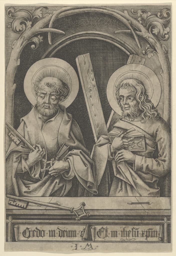 Israhel van Meckenem: Apoštolové Petr a Ondřej | Zdroj Wikimedia Commons