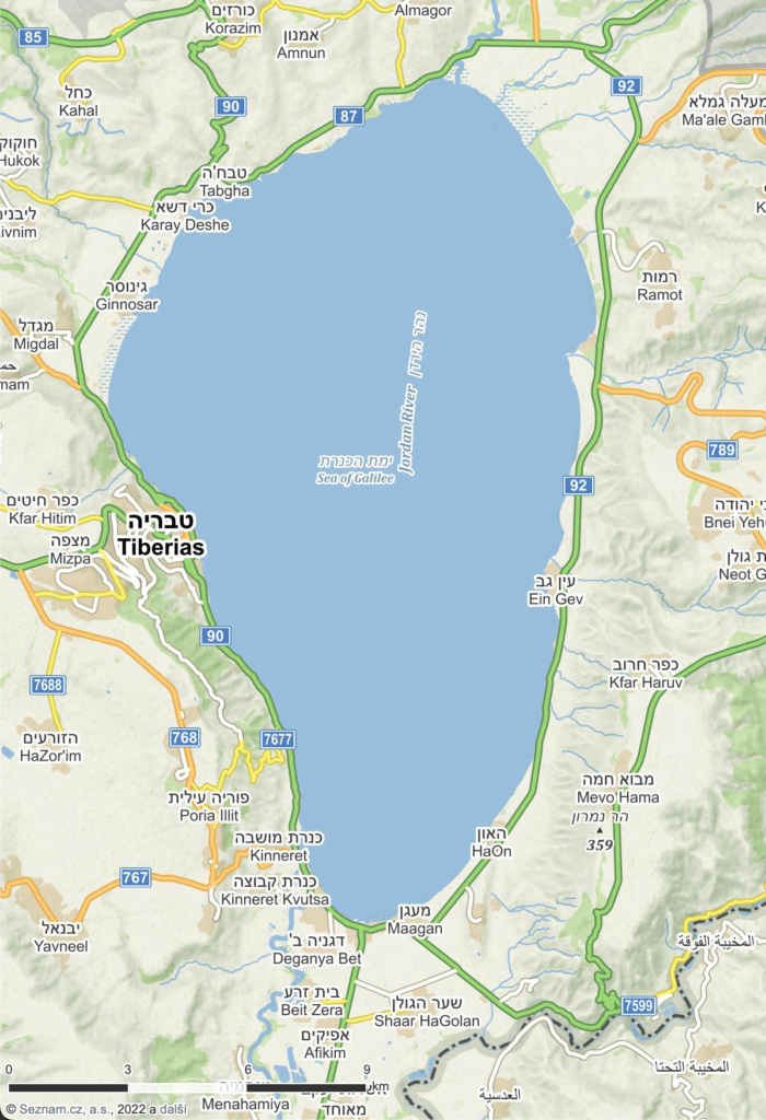 Galilejské jezero | Zdroj Mapy.cz