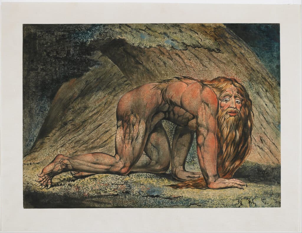 William Blake: Nebuchadnezzar (ve zvířecí podobě) | Zdroj Wikimedia Commons