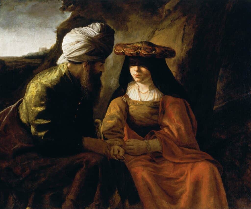 Anonym (Rembrandtova škola): Juda a Támar | Zdroj Wikimedia Commons