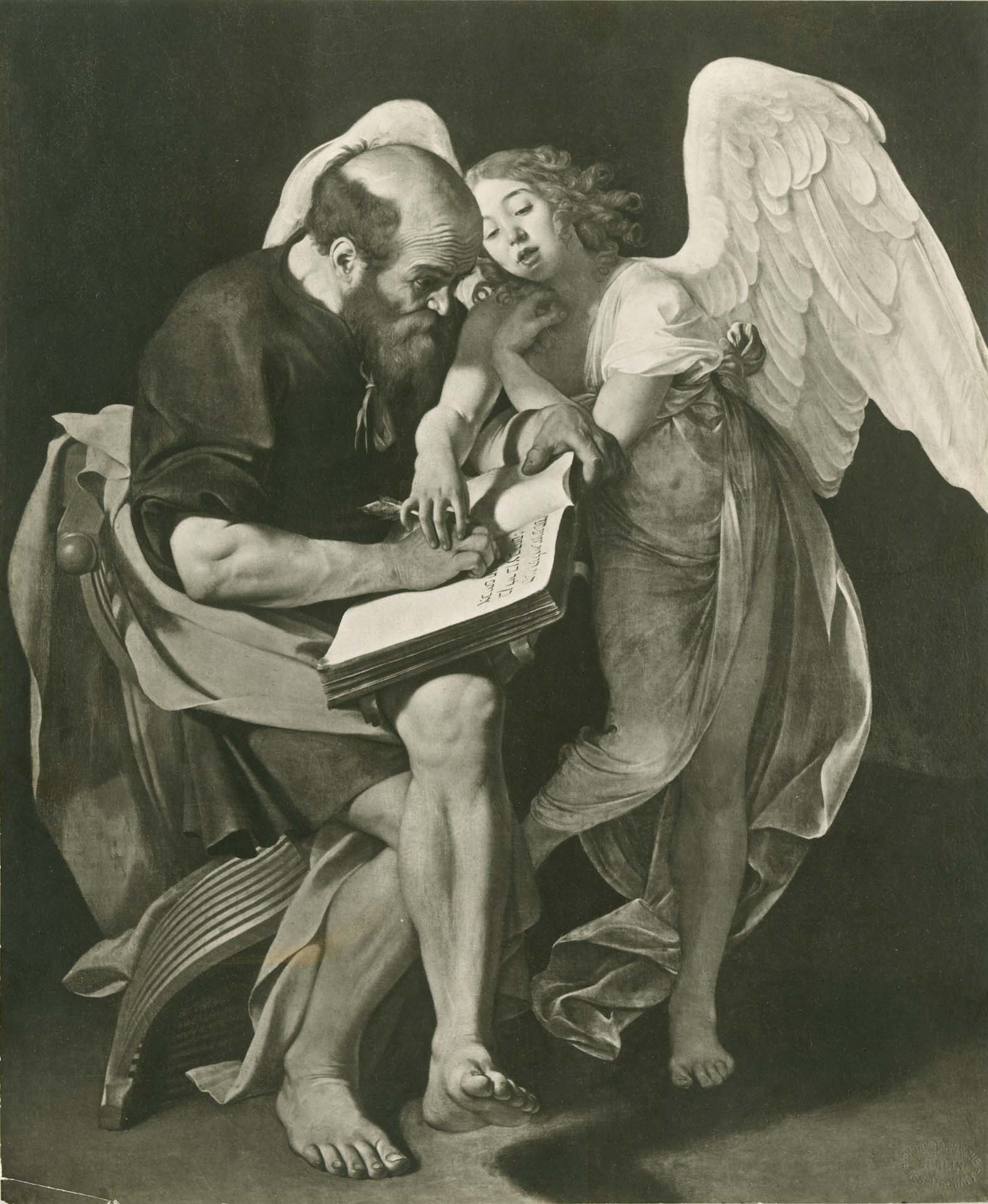 Caravaggio: Matouš s andělem (1602) | Zdroj Wikimedia Commons