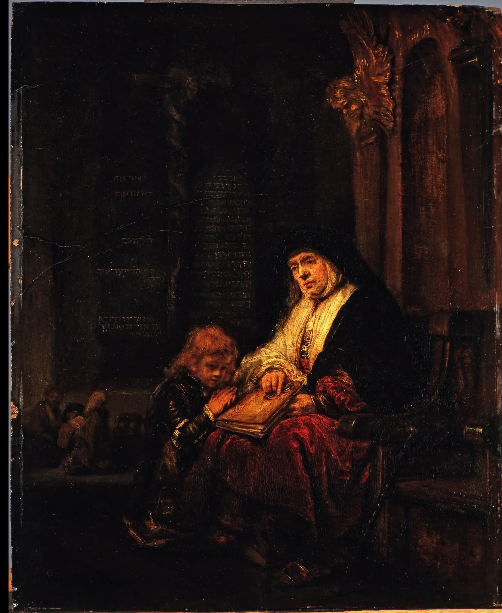 Rembrandt (nebo jeho některý žák): Chana a Samuel v kostele (1650) | Zdroj Wikimedia Commons