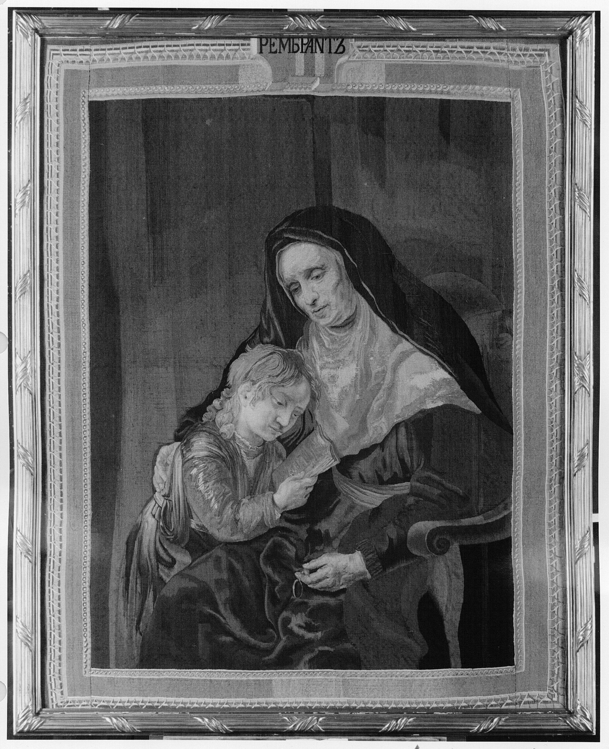 Chana a malý Samuel (ruský gobelín podle Rembrandtova obrazu, konec 18. století) | Zdroj Wikimedia Commons